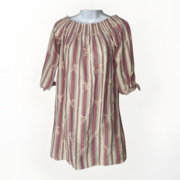 Everly 100% cotton off the shoulder shift dress, embroidered Made In USA Size M - Picture 1 of 9